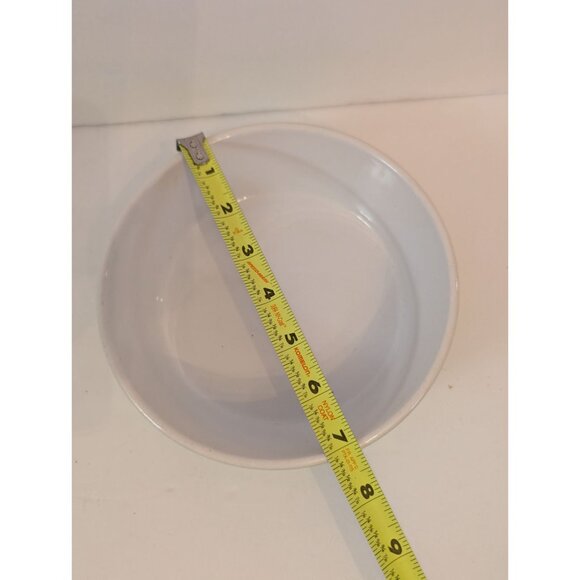 Green & White Ribbed Ceramic Casserole Dish Made In France 7" Diameter Oven-Safe - Picture 6 of 7